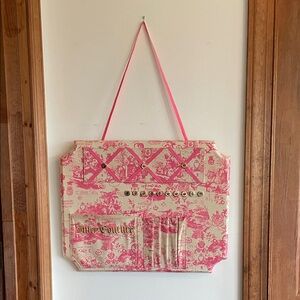 JUICY COUTURE Toile Fabric Organizer Pin Board with Pockets Pink Rare Vintage